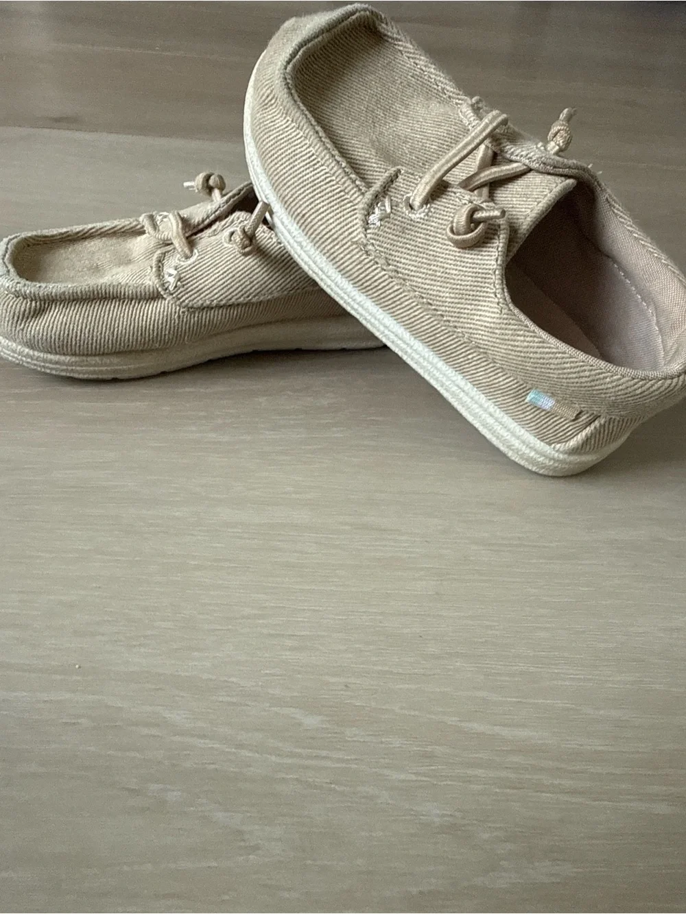 Cat & Jack Beige Canvas Kids Moccasins